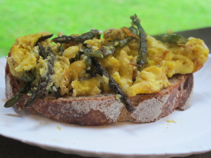 roasted asparagus and scrambled eggs