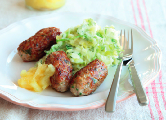 Homemade Pork Sausages With Colcannon And Applesauce Recipe