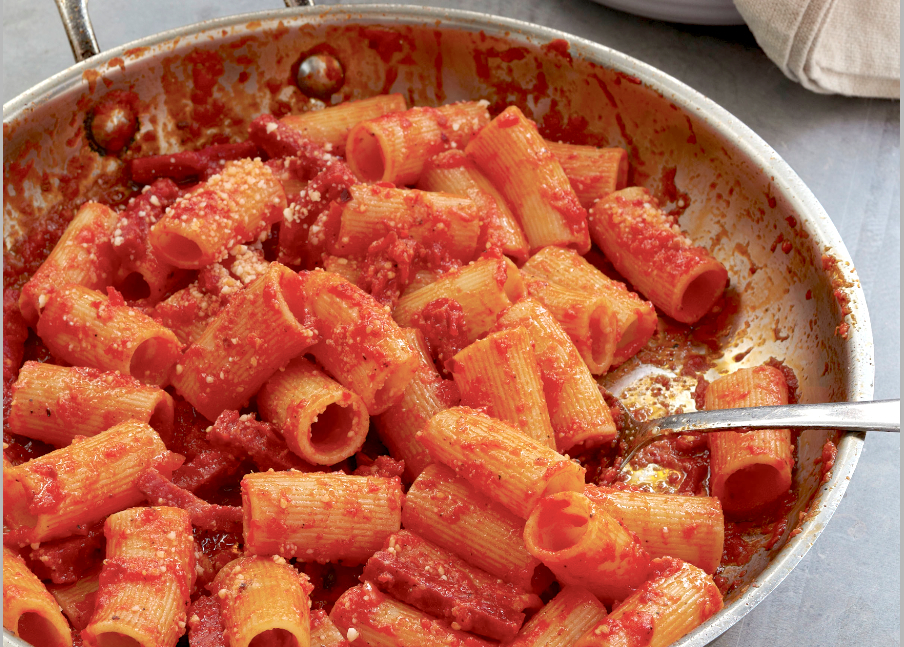 Rigatoni With Spicy Salami And Tomato Recipe Food Republic