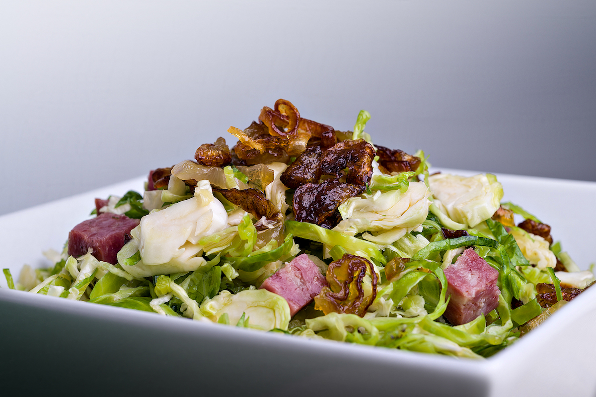 Brussels Sprouts Salad With Soppressata Vinaigrette Recipe Food Republic