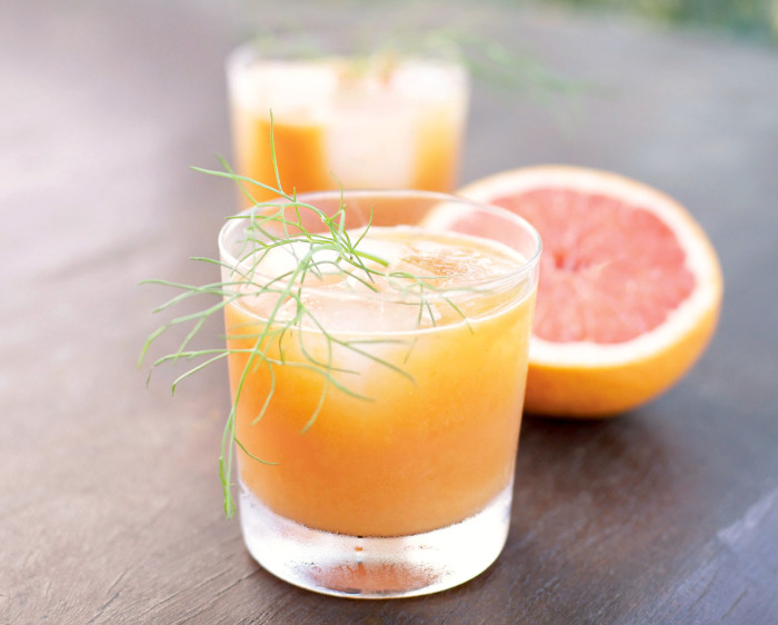 Grapefruit, fennel and buckthorn berry juice create a vibrant and refreshing drink.