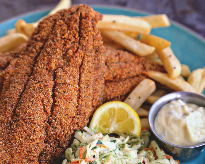 Fried catfish has a nice, flaky texture and goes perfectly with creamy, tangy tartar sauce.