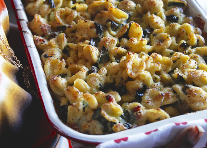 mac and cheese and greens