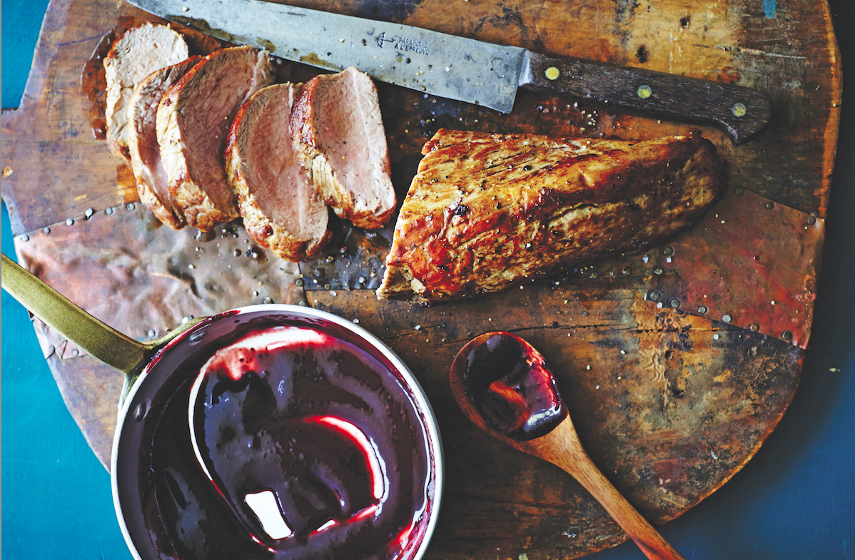 CastIron Pork Tenderloin With Blackberry Bourbon Barbecue Sauce Food