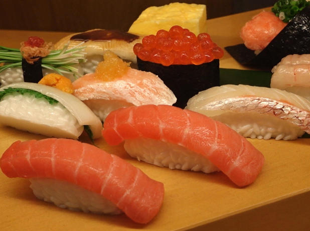 Real pieces of sushi or just plastic? (Photo: CBS.)