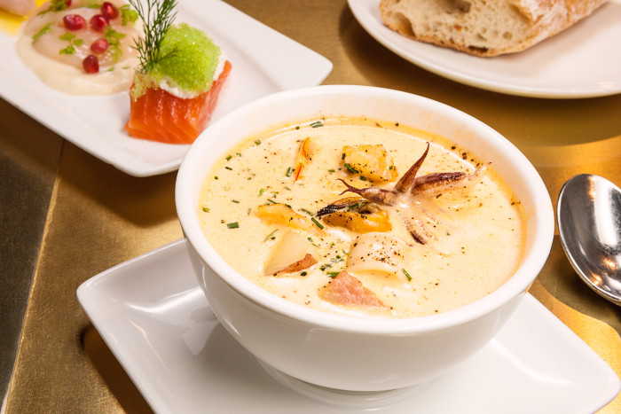 Seaside Metal's house chowder is rich, velvety, and loaded with fresh seafood. (Photo credit: Seaside Metal)