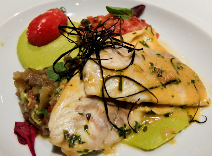 Varoulko Sea bass fillet with ratatouille