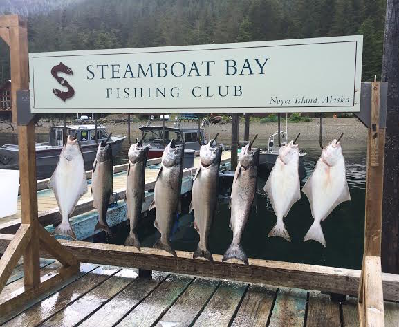 Given Steamboat's Bay unique location, you can catch from over 20 species, including wild Alaska king salmon, silver salmon, halibut, and rockfish. (Photo credit: Katie Chang)
