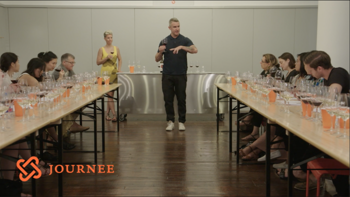 Winemakers Richard Betts (center) and Carla Rzeszewski are some of the teachers at Journee.