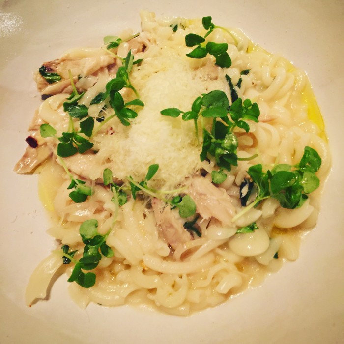 At the wheat-focused Faro in Brooklyn's Bushwick, the bucatini with chicken confit is a must.