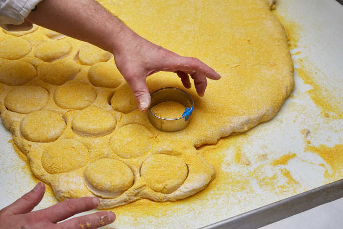 Each batch of dough makes over 100 muffins.