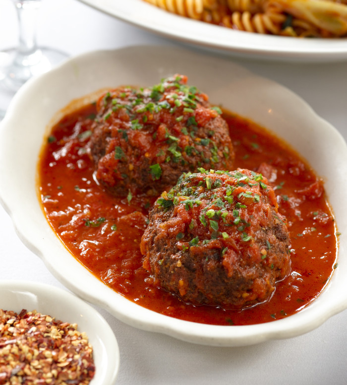 Frank Pellegrino’s legendary meatballs are fluffy, and paired perfectly with a bright, tangy marinara. (Photo credit: Rao's Restaurant Group)