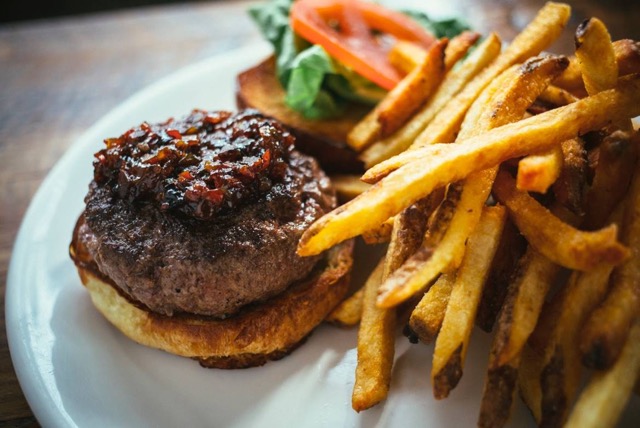 Duseks slagel farm burger Photo Credit- Dusek’s Board & Beer