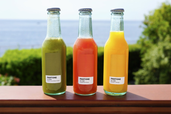 Cold-pressed juices are featured on the menu.