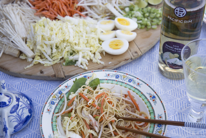 Slurp these noodles while you're sipping on reisling.