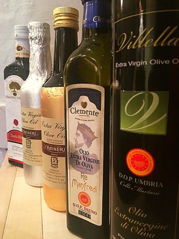 Olive oils from each of the five major olive oil-producing regions of Italy. (Photo: Il Palio/Facebook.)