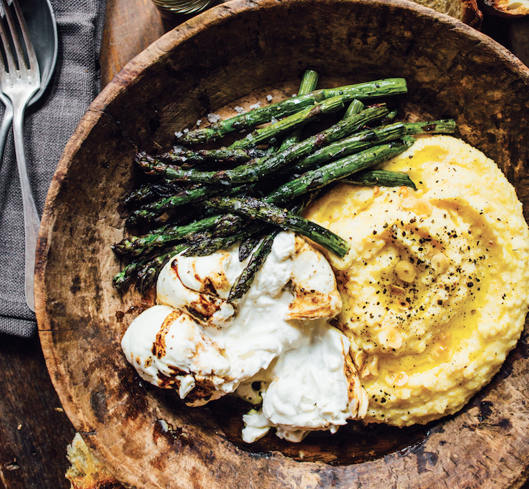 Asparagus Polenta With Creamy Burrata Is What's For Dinner
