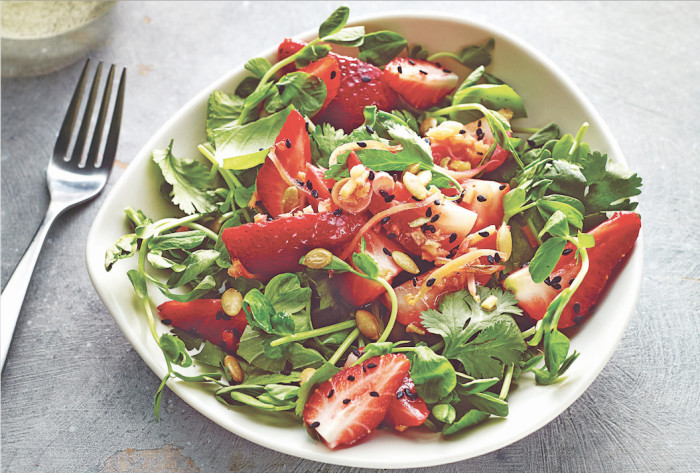 Strawberry And Pea Shoot Salad