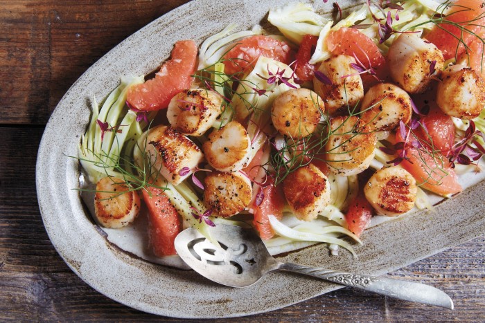 seared scallops with grapefruit