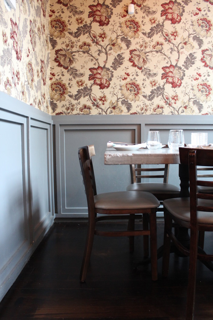 Tables at Friend of a Farmer are made of cement by co-owner Terry Morabito.