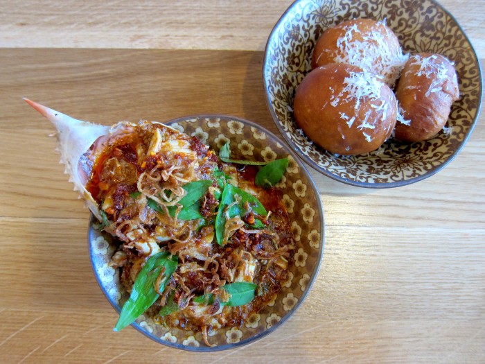 Chili crab and fried buns are just a couple of examples of Aqui's exciting menu. (Photo: Mai Pham.)
