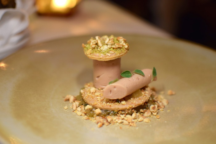 The foie gras torchon at Tony's is inspired by deconstructed apple pie. (Photo: Mai Pham.)