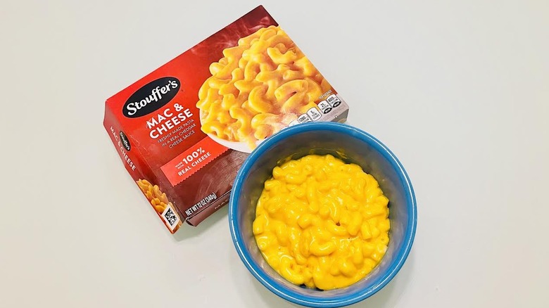 Box of cooked Stouffer's Macaroni & Cheese