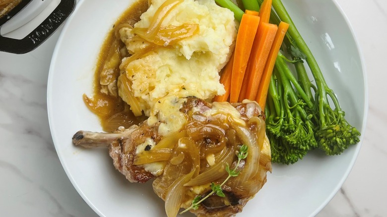 French onion pork with sides
