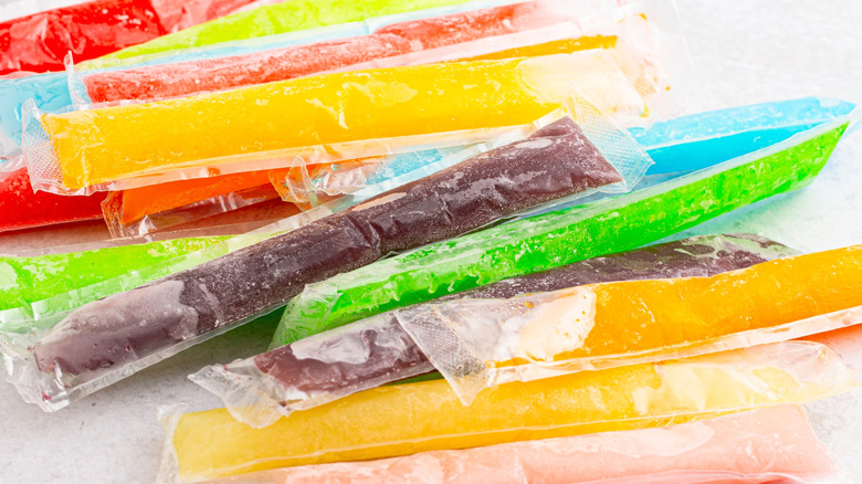 Frozen freeze pops in various colors