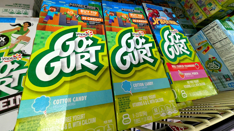 Boxes of Go-GURT in various flavors in the grocery store