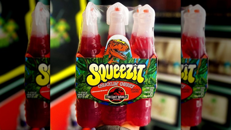 Six-pack of Squeezits with Jurassic Park theme
