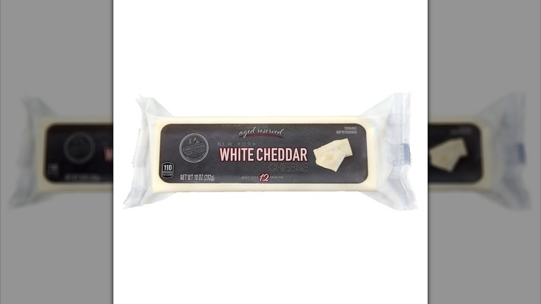 A block of White Cheddar cheese