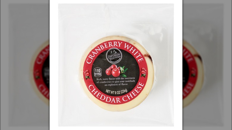 Aldi's Cranberry White Cheddar Cheese in package