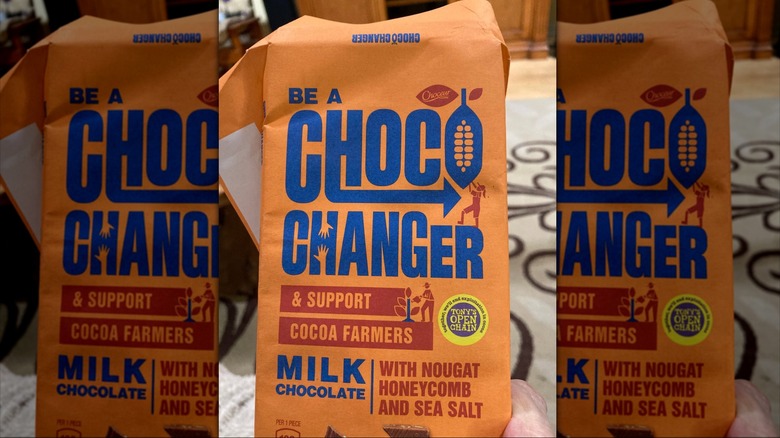 Open bar of Choceur Choco Changer Milk Chocolate with Nougat Honeycomb & Sea Salt