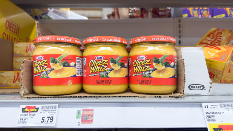 Cheez Whiz on a supermarket shelf