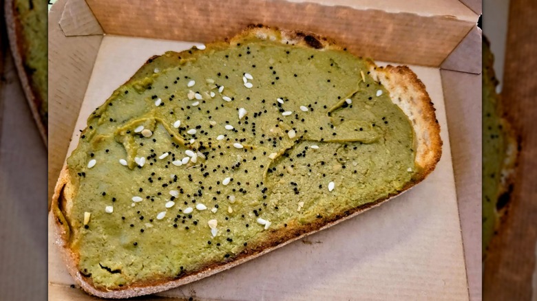Dunkin's avocado toast in a container