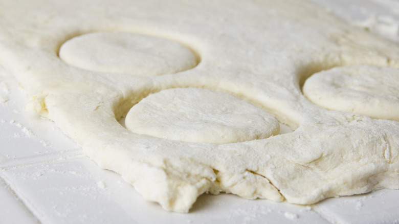 Biscuit dough cut into circles