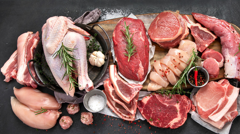 An assortment of raw meat