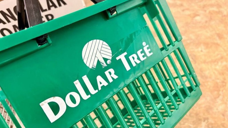 Close-up of a Dollar Tree shopping basket