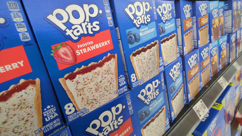 Boxes of Pop-Tarts in various flavors on store shelves
