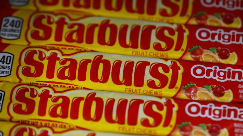 Close-up image of multiple packages of Starburst