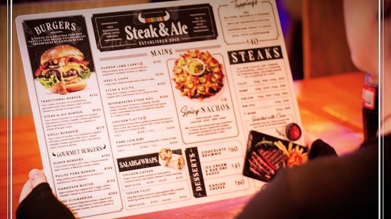 Steak & Ale's new menu