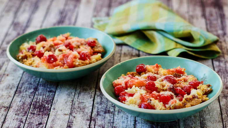 Two bowls of cherry dump cake
