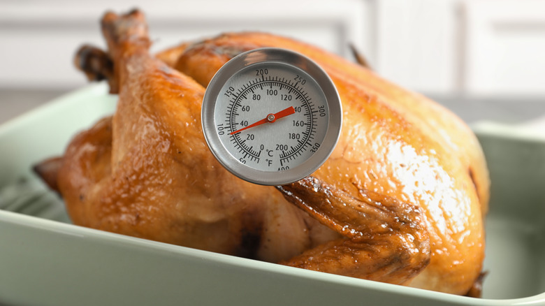 Roasted turkey with meat thermometer