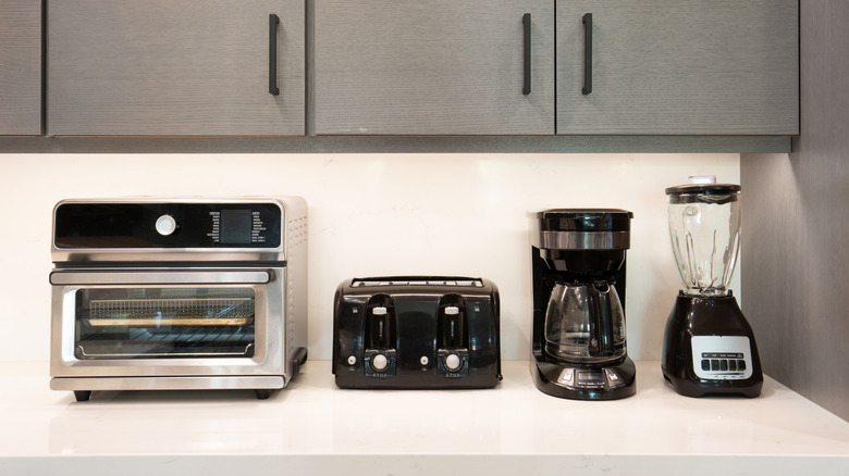 small appliances on a kitchen countertop
