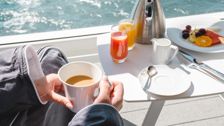 Drinking coffee on Celebrity Cruise