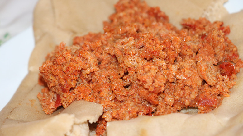 Firfir on a round of injera