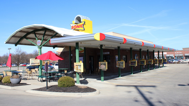 Row of parking spots at a Sonic restaurant