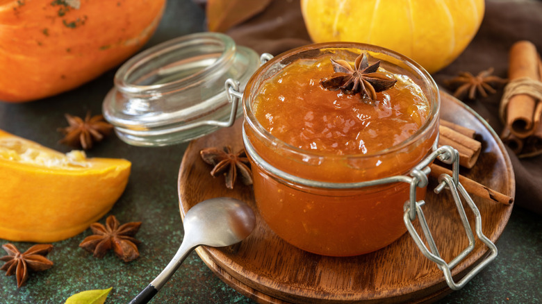 A jar of fall inspired, spiced chutney