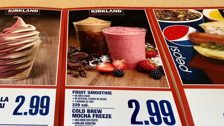 Costco food court menu display with Fruit Smoothie